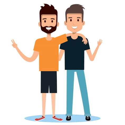 Cartoon Of The Two Boys Hugging Illustrations Royalty Free Vector