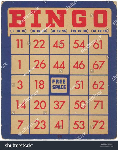 Vintage Bingo Card Stock Photo 1256655 Shutterstock