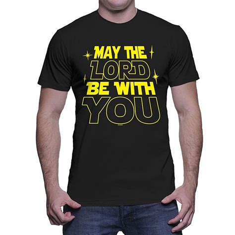 Funny Short Sleeve Cotton T Shirts Mens May The Lord Be With You T