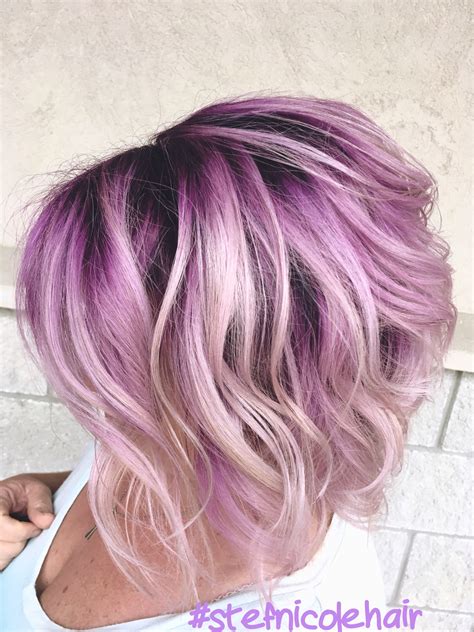 Purple Smudge Root Platinum Balayage Lavender Hair Lilac Hair Bold