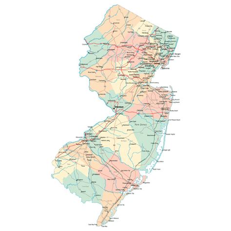 Large Administrative Map Of New Jersey With Roads Highways And Major