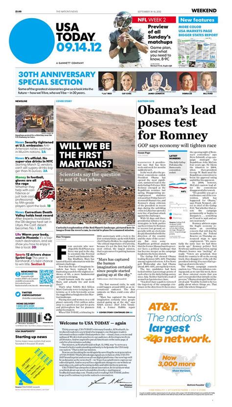 Usa Todays New Design Debuts In Print Today Newspaper Layout Usa
