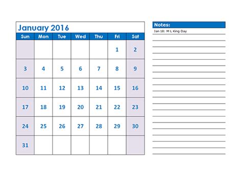 2016 Monthly Calendar Template 04 Free Printable Templates