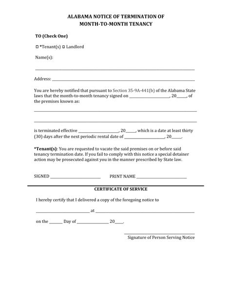 Want a 30 day discover to vacate rental property to finish your lease simply and legally? Alabama Lease Termination Letter Form | 30-Day Notice - eForms