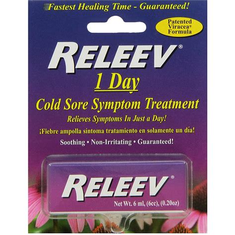 Releev 1 Day Cold Sore Symptom Treatment Soothing 020 Oz 6 Ml