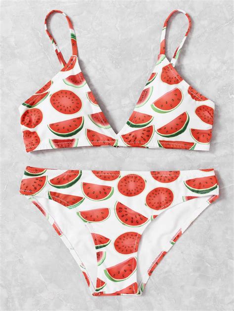 Watermelon Print Bikini Set Printed Bikini Sets Bikinis Bathing