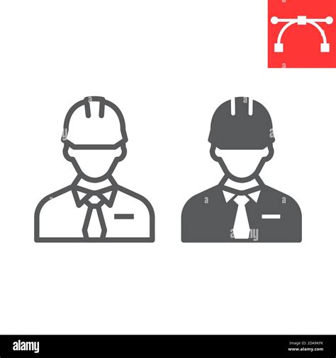 Builder Line And Glyph Icon Construction Worker And Repairman