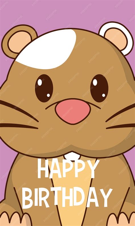 Premium Vector Hamster Happy Birthday Cute Card