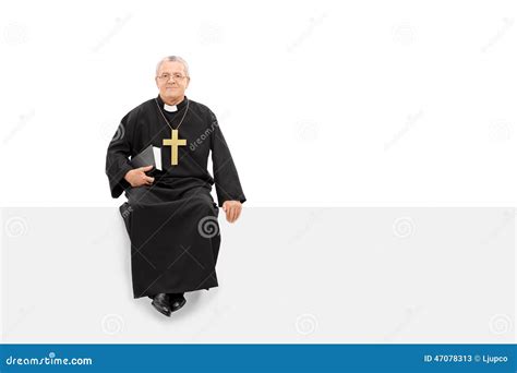 Mature Priest Sitting On A Blank Panel Stock Image Image Of Blank Male 47078313