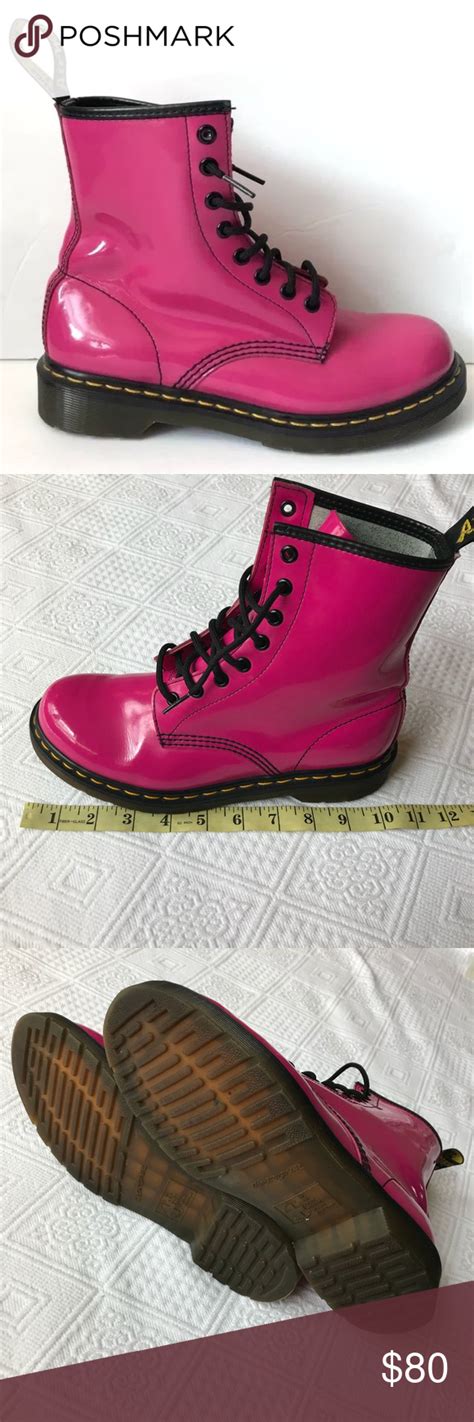 Dr Martens 8 Hot Pink Combat Boots 1460 Patent Pink Combat Boots