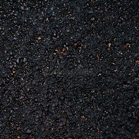 Black Asphalt Surface Closeup Of Dark Grunge Texture With Grain Stock