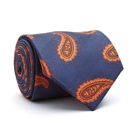 Handmade Silk Tie Blue Orange Paisley St Lynn Touch Of Modern
