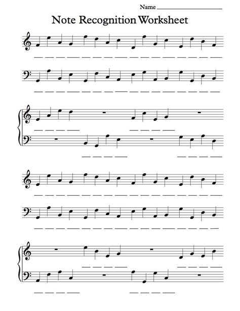 Beginning Piano Note Recognition Worksheet Music Theory Worksheets