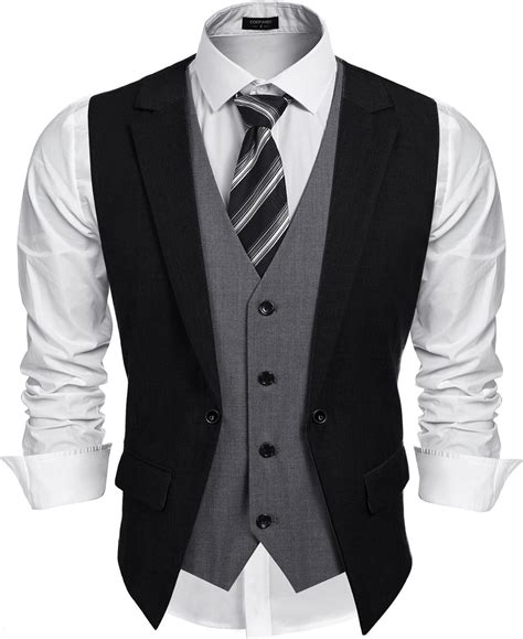 Coofandy Mens Formal Fashion Layered Vest Waistcoat Dress Suit Vests