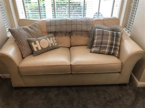 Marks And Spencers 3 Plus 2 Sofas Settee Cream Leather In Barnsley