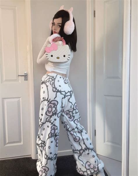 Hello Kitty Pants Kawaii Soft Aesthetic In 2022 Hello Kitty Clothes