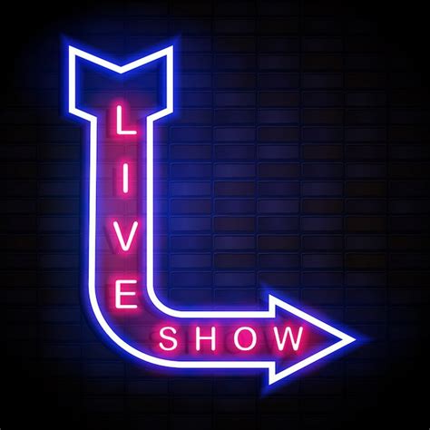 Premium Vector Live Show Neon Sign On Brick Wall