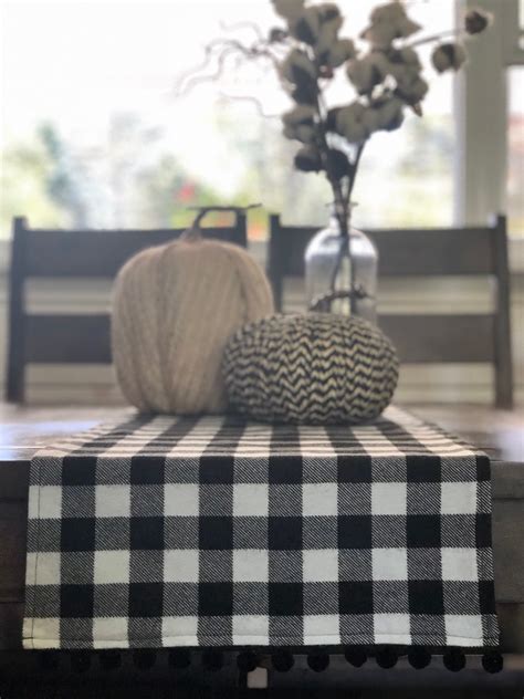 Shipped with usps priority mail. Black and White Buffalo Plaid Table Runner, perfect for ...