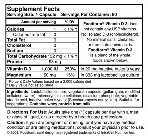 Foodform Vitamin D 3 Intracell Nutrition