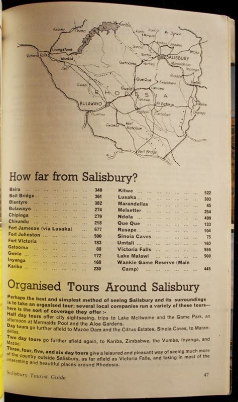 Vintage Salisbury Rhodesia Tourist Guide From The Early 1970s