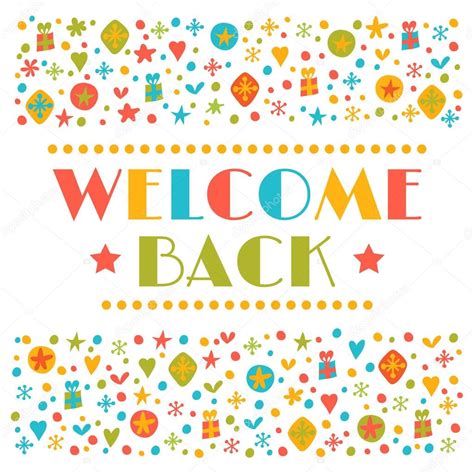 Welcome Back Text With Colorful Design Elements Greeting Card — Stock