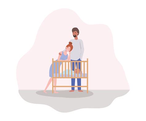 Parents Taking Care Of A Newborn Baby 2068818 Vector Art At Vecteezy