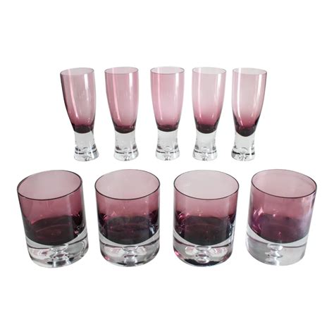 Amethyst Bubble Cocktail Drinking Glasses By Block Crystal Of Stockholm Set Of 9 Chairish