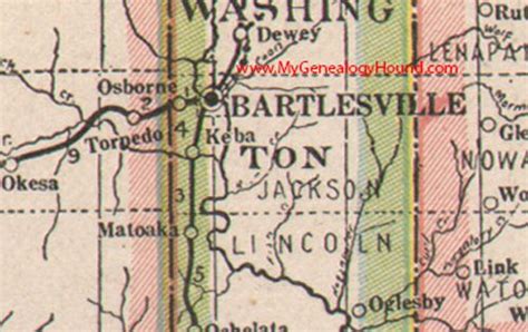 Washington County Oklahoma 1922 Map Bartlesville Dewey Copan Ramona