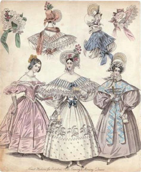 An Old Fashion Book With Three Women In Dresses