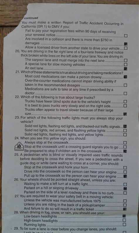 Dmv Driving Test Printable