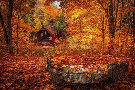 Covered Bridge In Autumn Wallpapers Wallpaper Cave