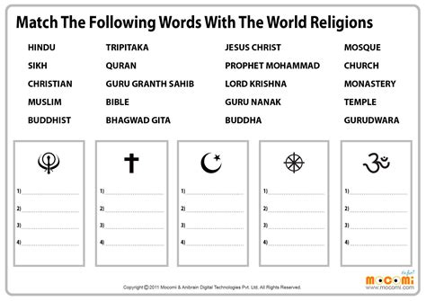 World Religion Worksheet General Knowledge For Kids