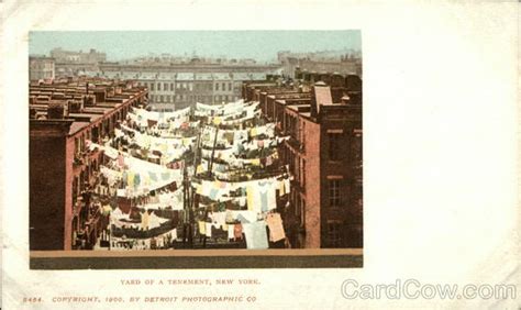 Yard Of Tenements With Laundry Hanging New York City Ny Postcard