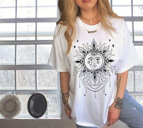 Sun And Moon Shirt Celestial Shirt Celestial Top Sun Shirt Sun Etsy