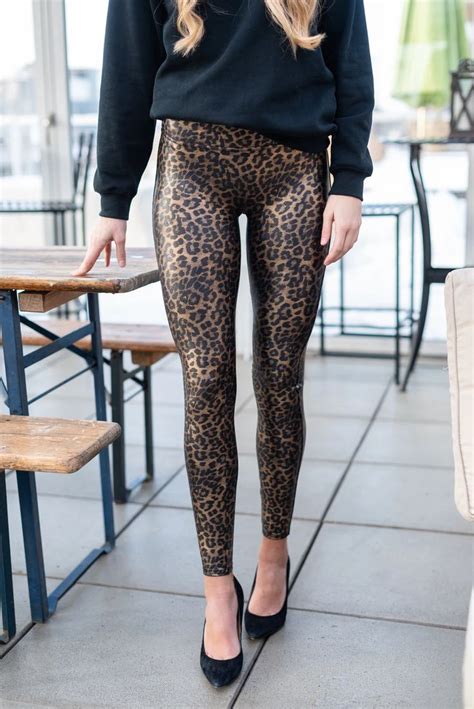 Faux Leather Leopard Leggings Out Of Town Clothing Spanx Spanxstyle
