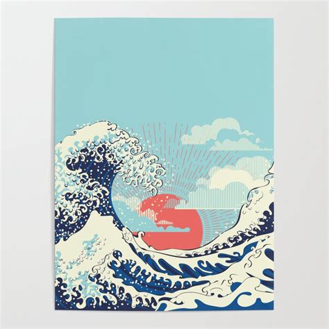 The Great Wave Off Kanagawa Stormy Ocean With Big Waves Poster By