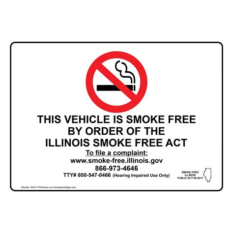 This Vehicle Is Smoke Free Sign Nhe 7176 Illinois No Smoking