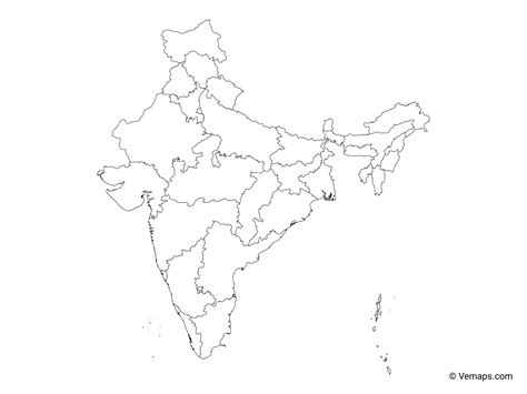 Outline Map Of India With States