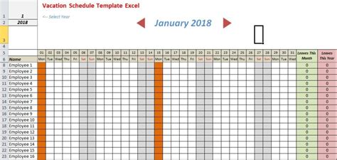 Vacation Schedule Template Excel Schedule Template Vacation Planner