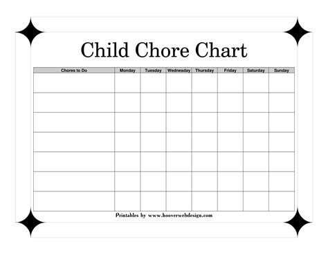 Childrens Printable Chore Chart Templates At Allbusinesstemplates