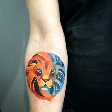 Watercolor Lion Tattoo By Sasha Unisex Fierce Tattoo Animal Lover