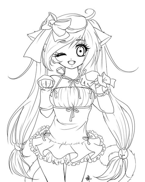 Coloring pages of chibi anime. http://colorings.co/anime-cat-girl-coloring-page/ | Chibi ...