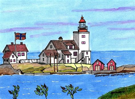 Homborsund Lighthouse Drawing By Paul Meinerth Fine Art America