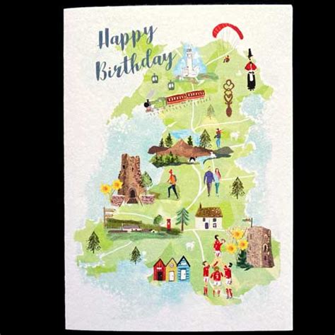 illustrated welsh map birthday card welsh ts with heart spend £50 for 10 off