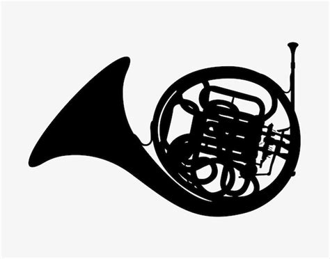 Premium Vector French Horn Silhouette Horn Brass Musical Instrument