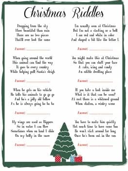 Which popular christmas beverage is also called milk punch?. Kids Fun Christmas Riddle Game by 31 Flavors of Design | TpT