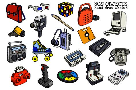 80s Years Objects Vector