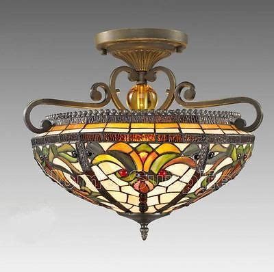 Let our staff assist you in finding the ceiling fixture that will fit your decor. REAL-STAINED-GLASS-TIFFANY-STYLE-GLASS-SEMI-FLUSH-CEILING ...