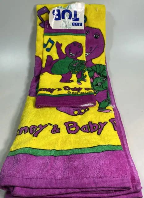 Vintage Barney And Baby Bop Towel Set Nwt 90s Bath Towel Wash Cloth