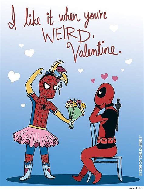 Spider Man Hearts Deadpool In Valentines Day Cards By Kate Leth Art